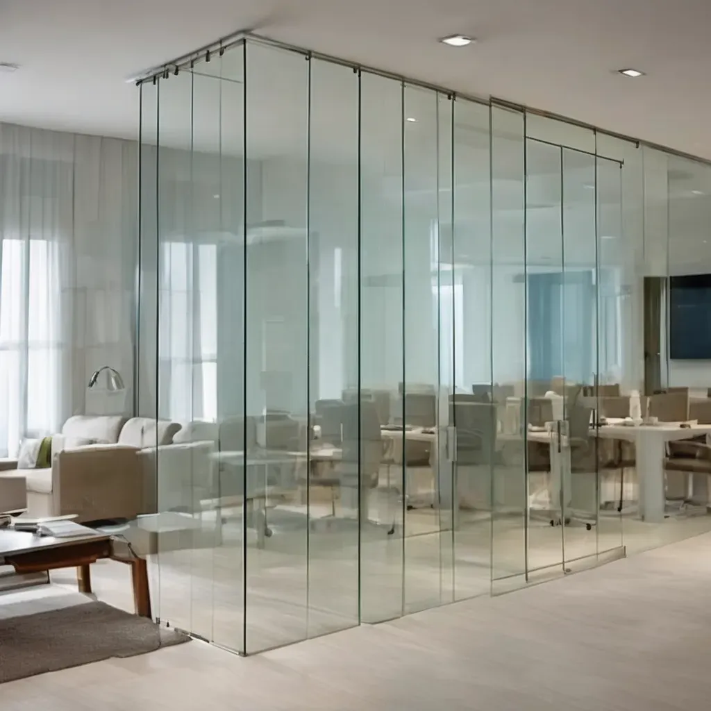 Frameless glass partition in a modern bathroom, showcasing sleek design and elegance.