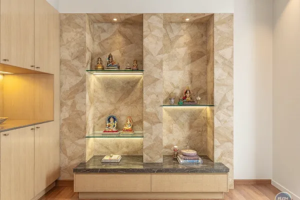 Compact Mandir Niche — pooja room design concept
