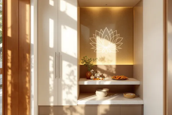 Corner Pooja Unit — pooja room design concept