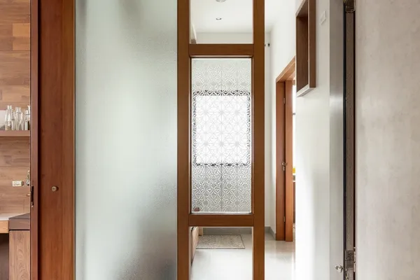 Sandblasted Jali Partition — decorative glass