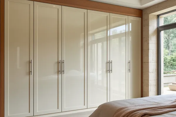 Ivory Lacquered Wardrobe — decorative glass