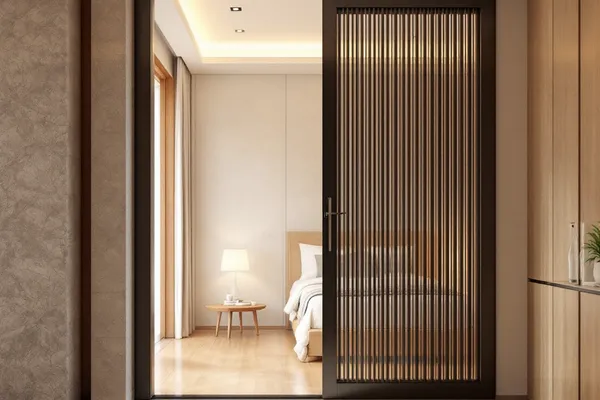 Fluted Bedroom Door — glass door