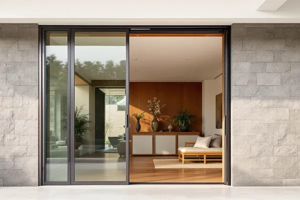 Pivot Villa Entrance — glass door