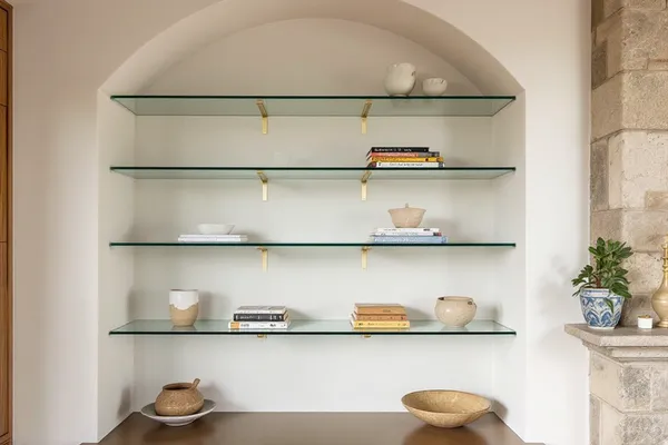 Brass Bracket Shelves — furniture glass