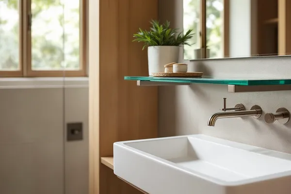 Floating Bathroom Shelf — furniture glass