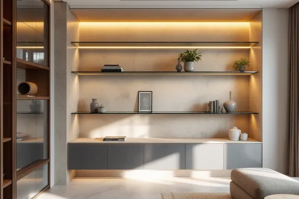 Living Room Shelf Unit — furniture glass