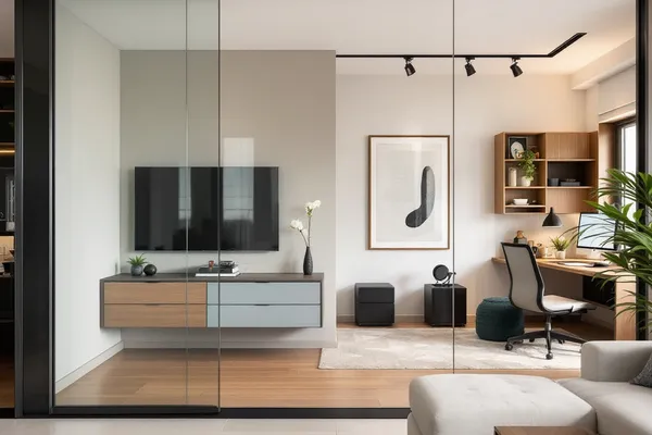 Frameless Living Room Partition — glass partition