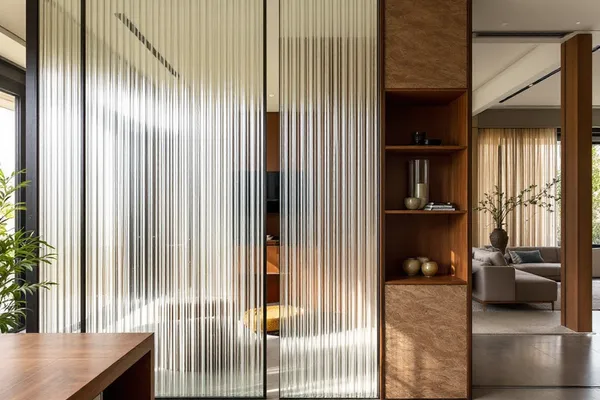 Fluted Entryway Screen — glass partition