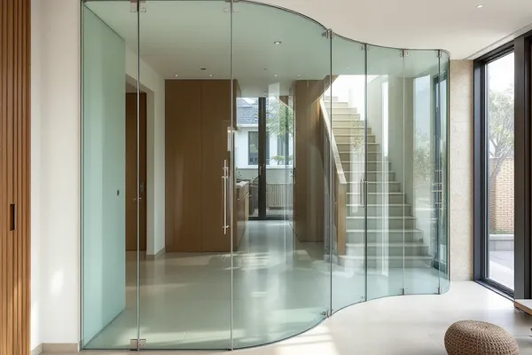 Curved Stairwell Partition — glass partition