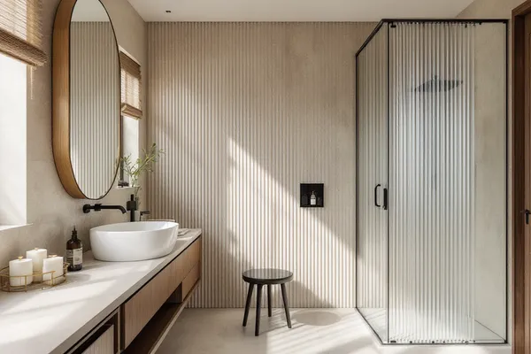 Fluted Shower Screen — shower enclosure
