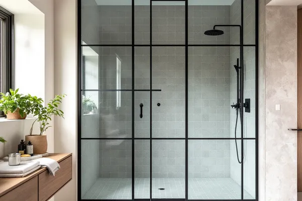 Black Framed Shower Screen — shower enclosure