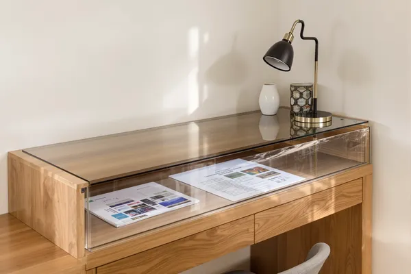 Study Desk Top — glass interiors for a 2BHK home