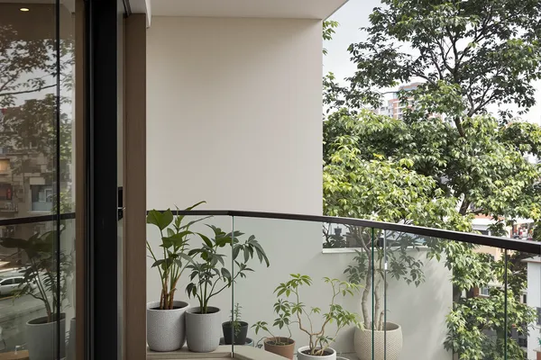 Balcony Glass Rail — glass interiors for a 2BHK home