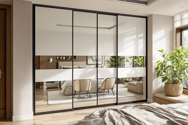 Two Tone Wardrobe — glass interiors for a 3BHK home
