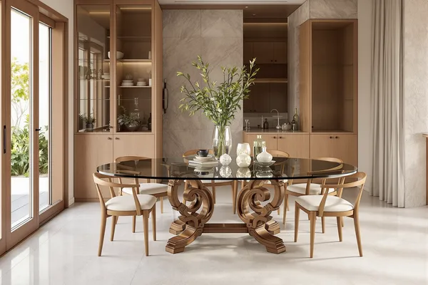 Glass Dining Top Oval — glass interiors for a 3BHK home