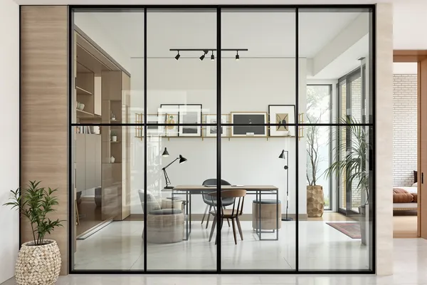 Study Glass Wall — glass interiors for a 3BHK home