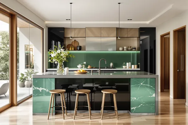 Kitchen Island Back — glass interiors for a 3BHK home