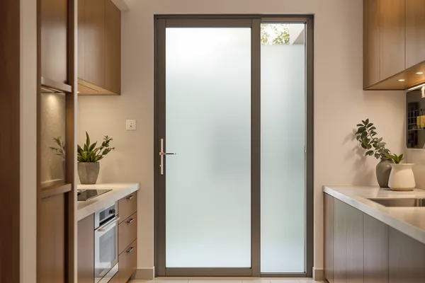 Utility Glass Door — glass interiors for a 3BHK home