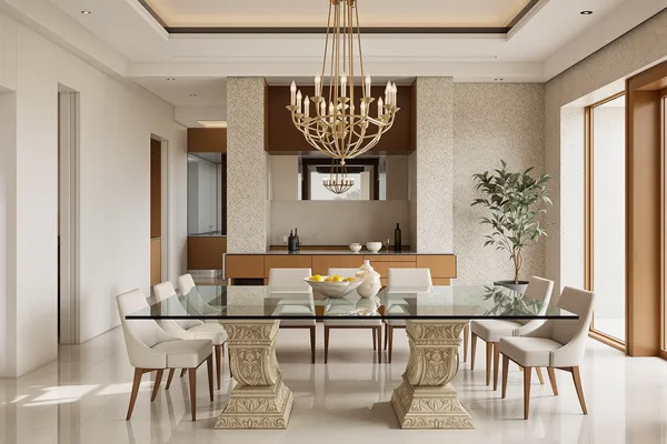 Glass Dining Table Ten — glass interiors for a villa