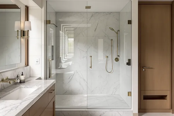 Master Bath Glass — glass interiors for a villa