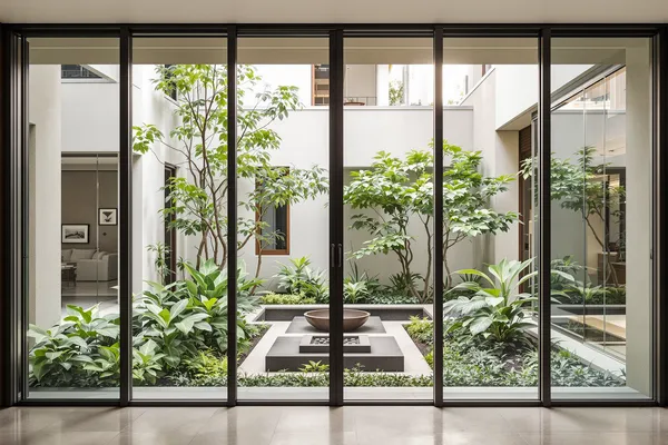 Courtyard Glass Facade — glass interiors for a villa