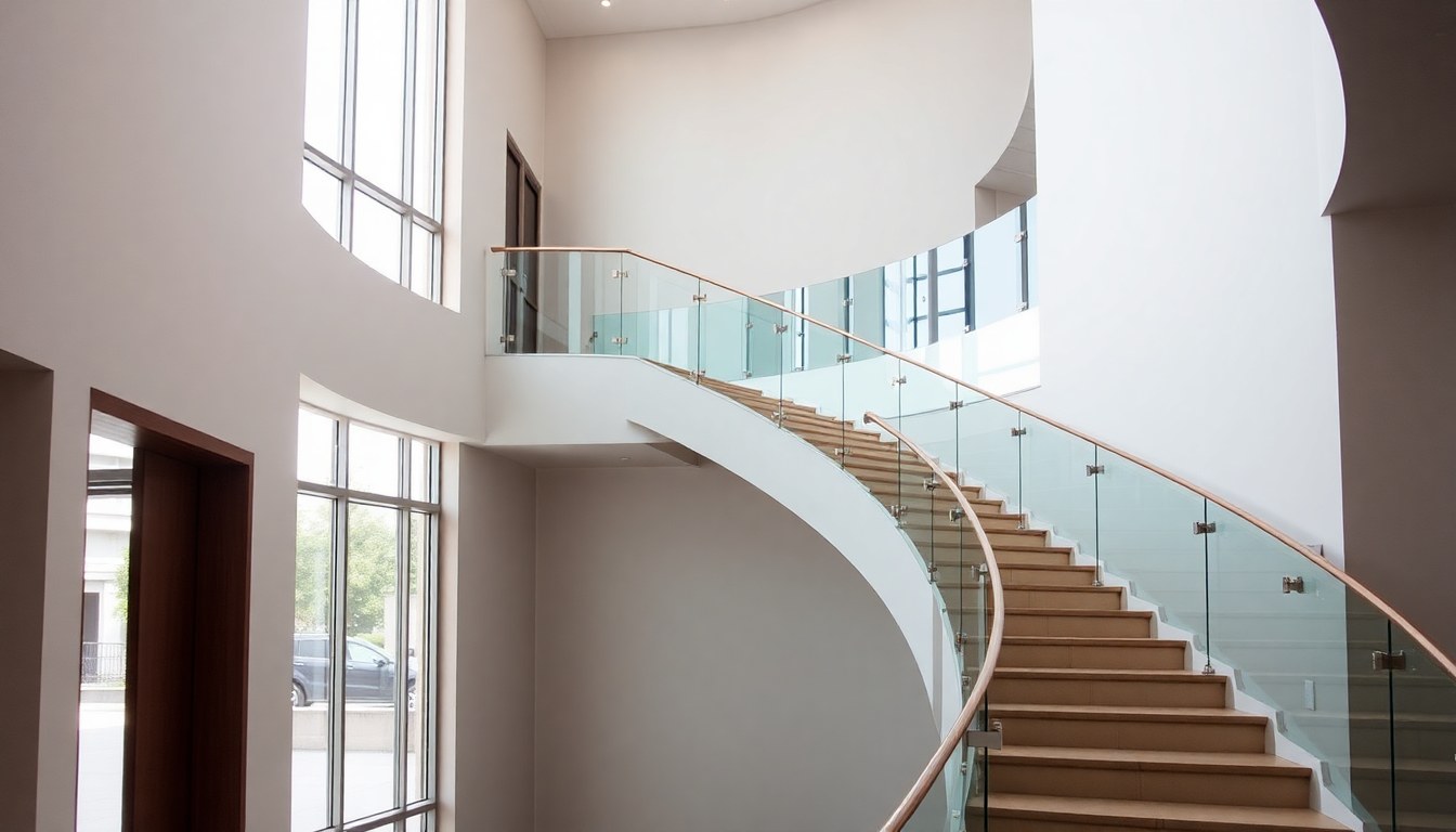 Glass Railing Installation on Curved Staircases: Engineering & Safety