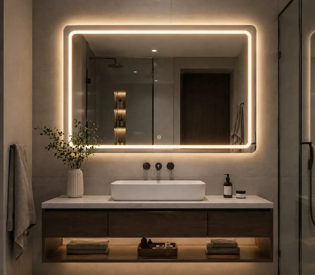 LED backlit vanity mirror