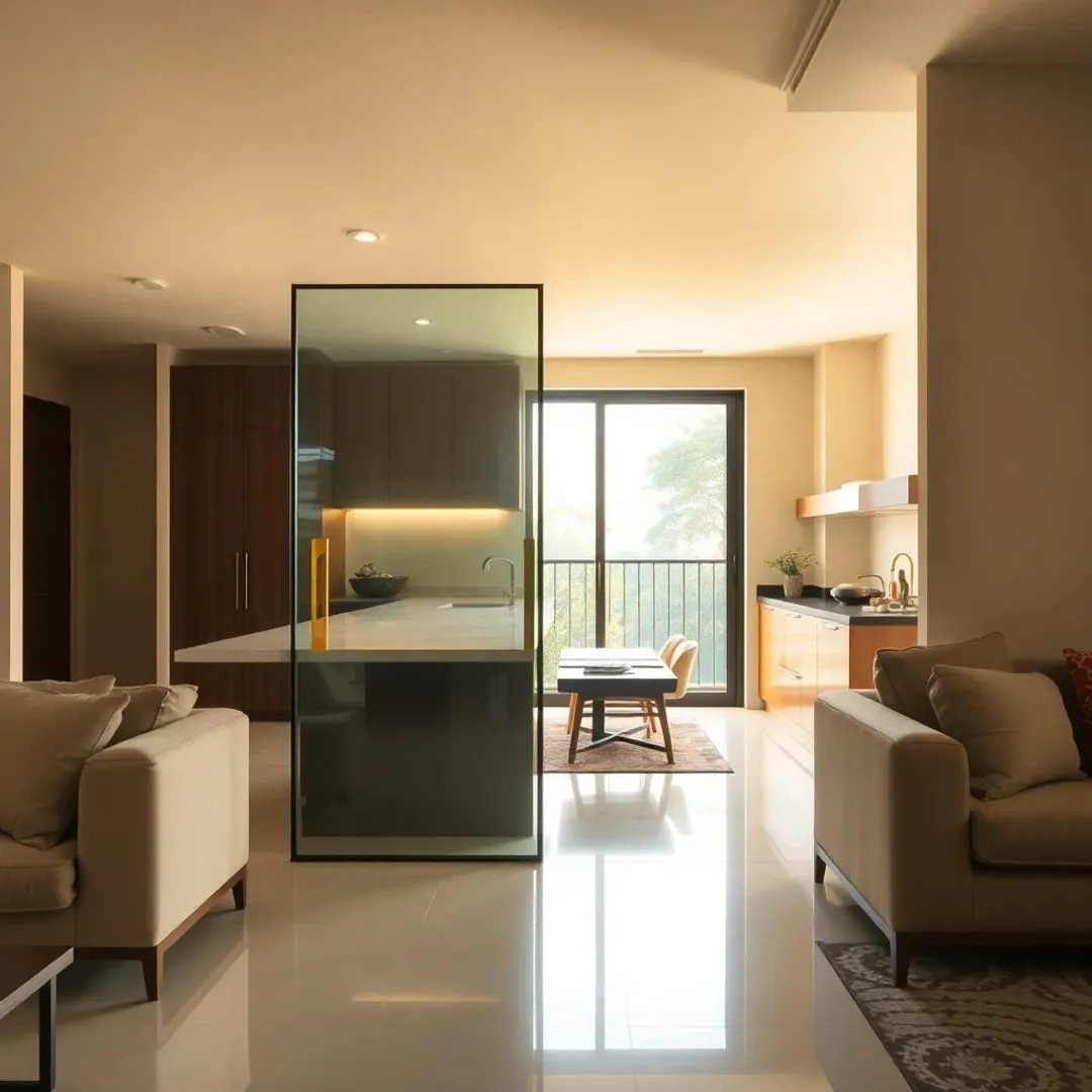 Sliding glass partition