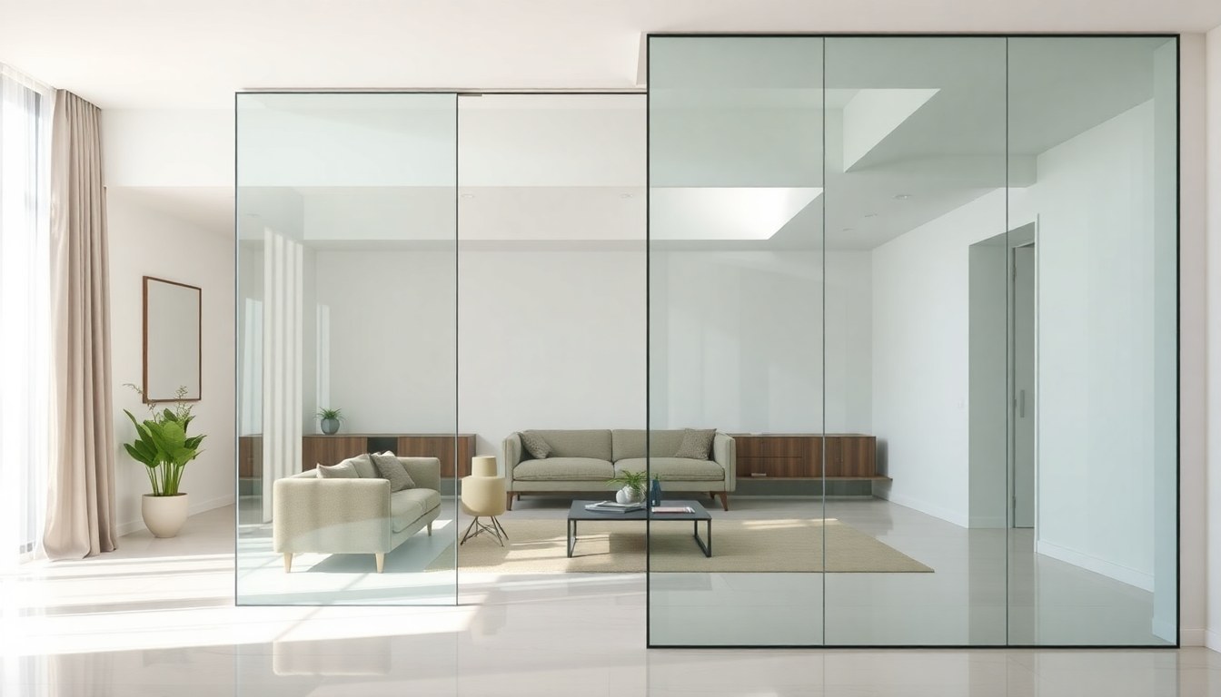 Mirrored Glass Partition Walls for Small Apartments: Space Illusion Tricks