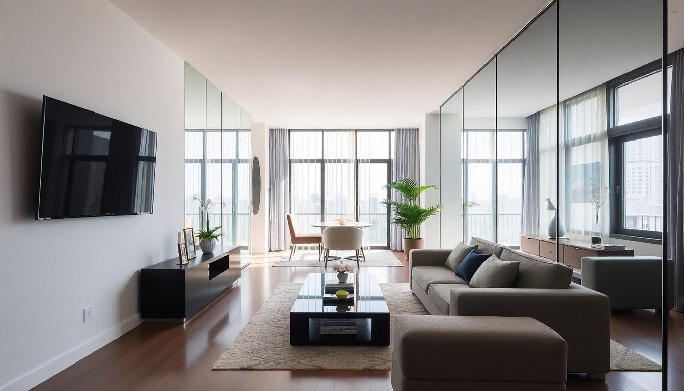 Mirrored Glass Walls: Amplifying Space in Small Bangalore Apartments