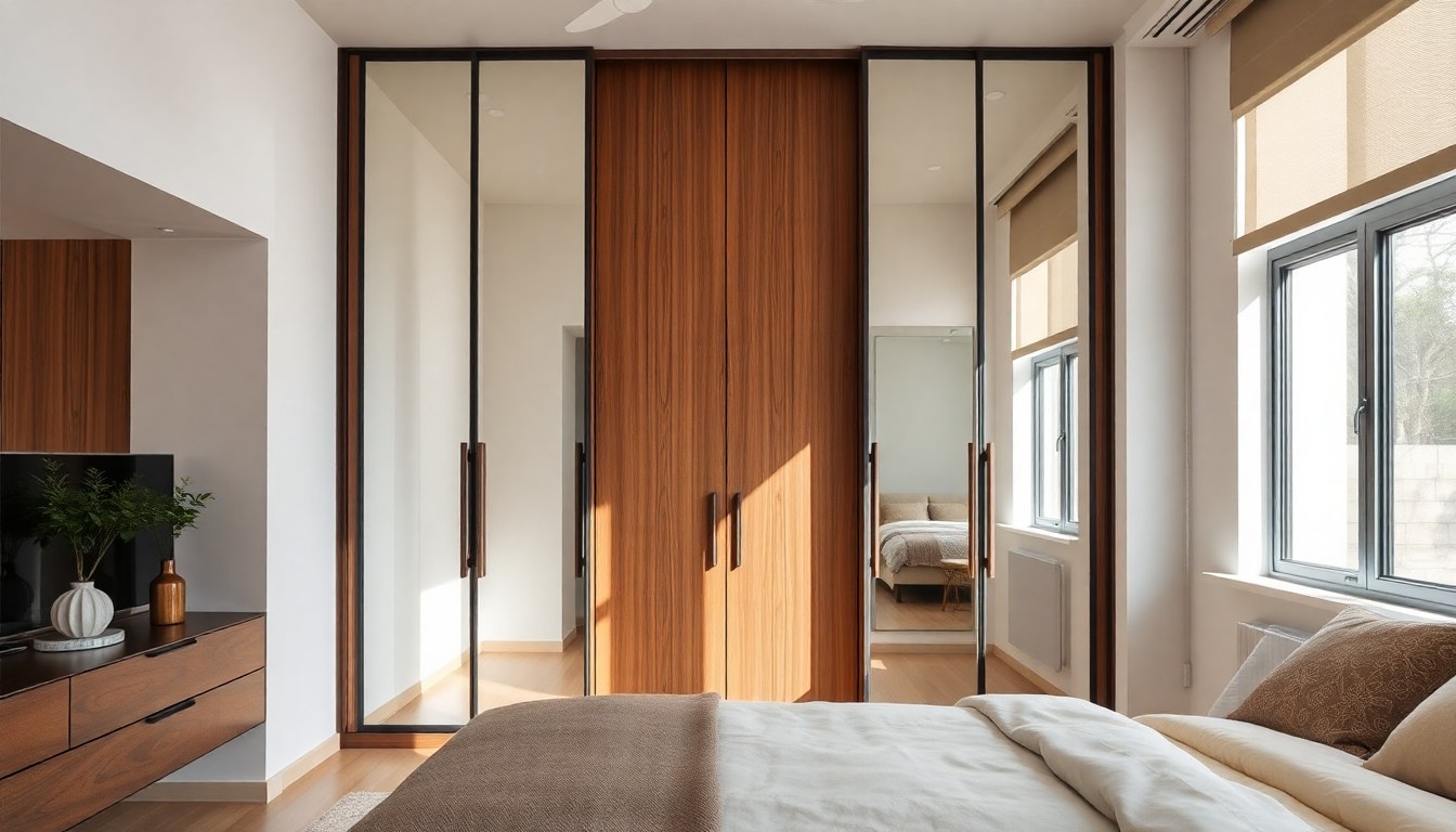 Mirrored Glass Wardrobe Doors: Illusion of Space in Small Bedrooms