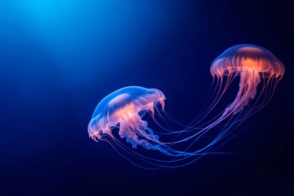 Jellyfish Drifting in Deep Blue