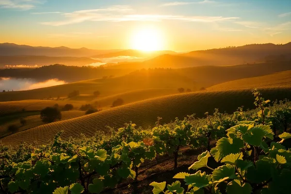 Sunrise over a Vineyard
