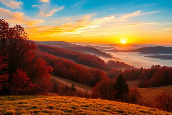 Sunrise over Autumn Countryside