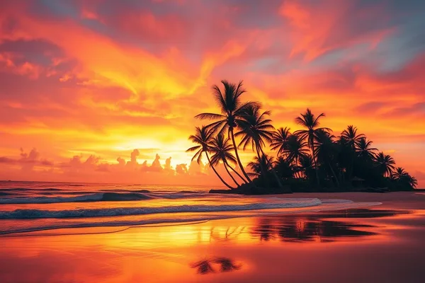 Ocean Sunset with Palms