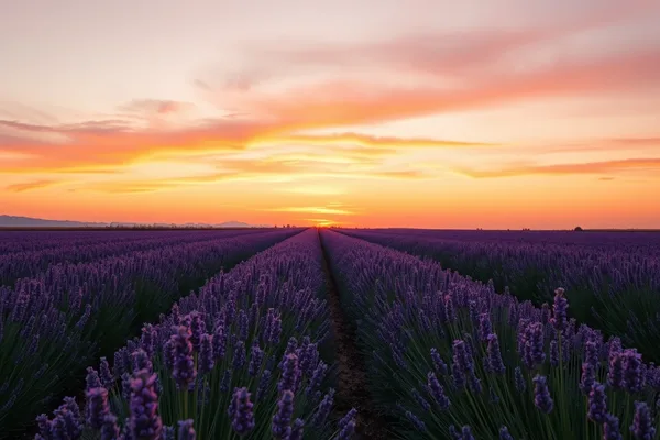 Sunset over a Lavender Field