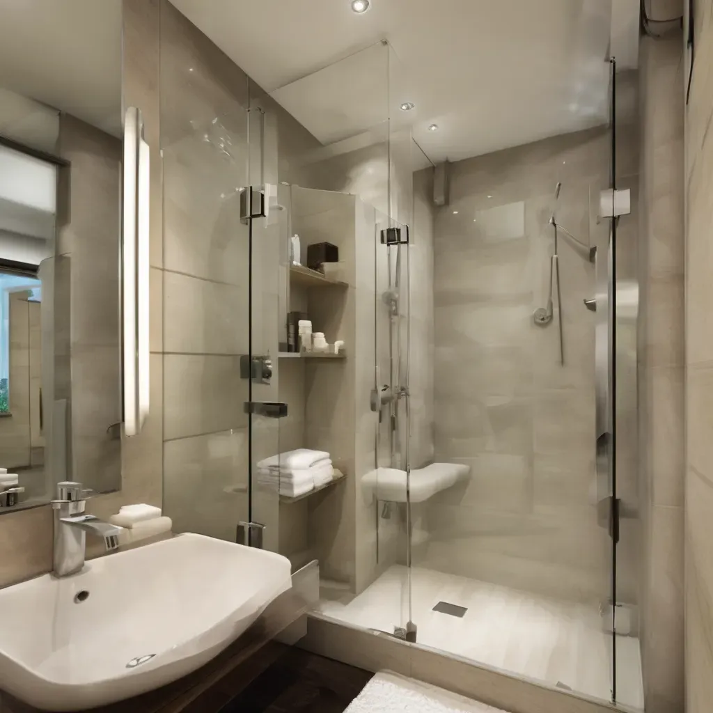 Small bathroom with sleek glass partition, maximizing space and adding modern elegance in a compact Bangalore home.