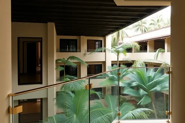 A glass staircase with a railing.